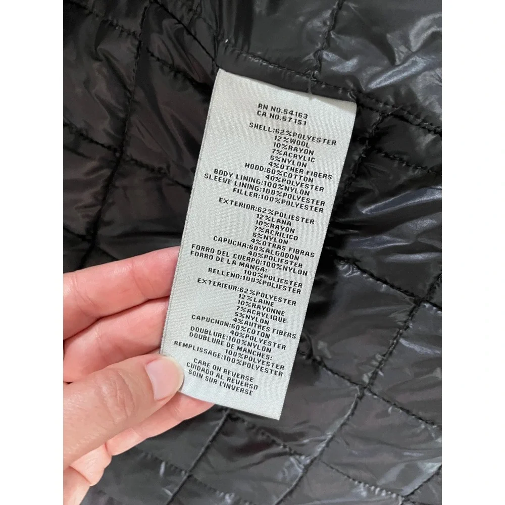 Levis Mens Gray Wool Blend Hooded Military Field Jacket Size M Epaulets Quilted